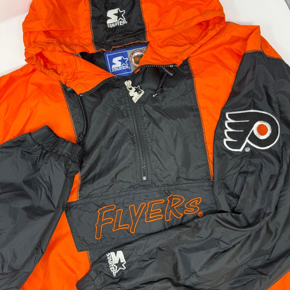 Vintage Starter Philadelphia‎ Flyers NHL Pullover Anorak Jacket Mens Large